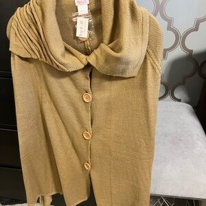 Cozy Tan Cowl Neck Sweater cape, poncho